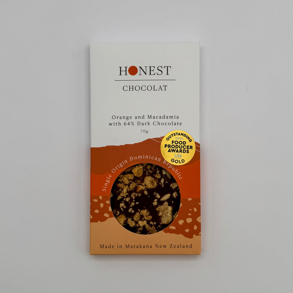 Orange and Macadamia Tablet - 64% Dark Chocolate